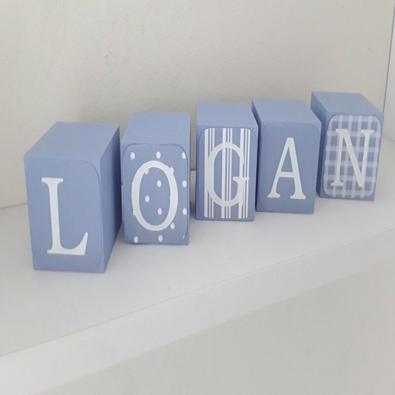 Personalised baby boy blocks,wood name blocks,new baby gift (MIN 3 ORDER) - 4cm