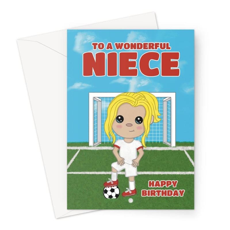 Cute Football Card For A Wonderful Niece - A5 Portrait - 1 Card