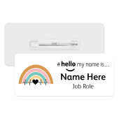 #hello my name is... Name Badge - Retro Heartbeat Rainbow