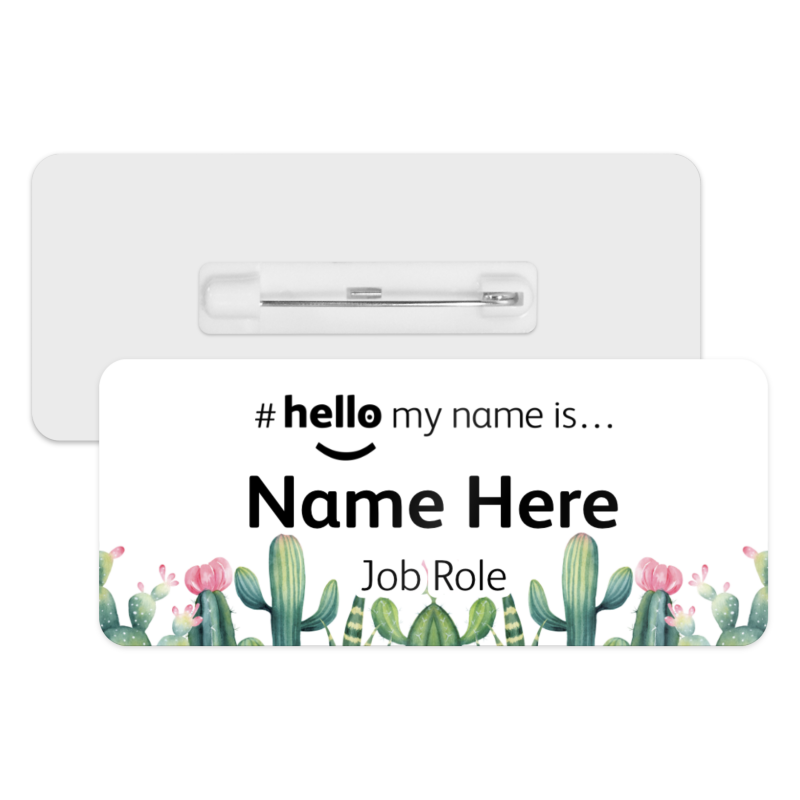 #hello my name is... Name Badge - Cactus Border