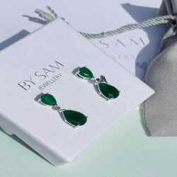 Statement green gem earrings party earrings - Default Title