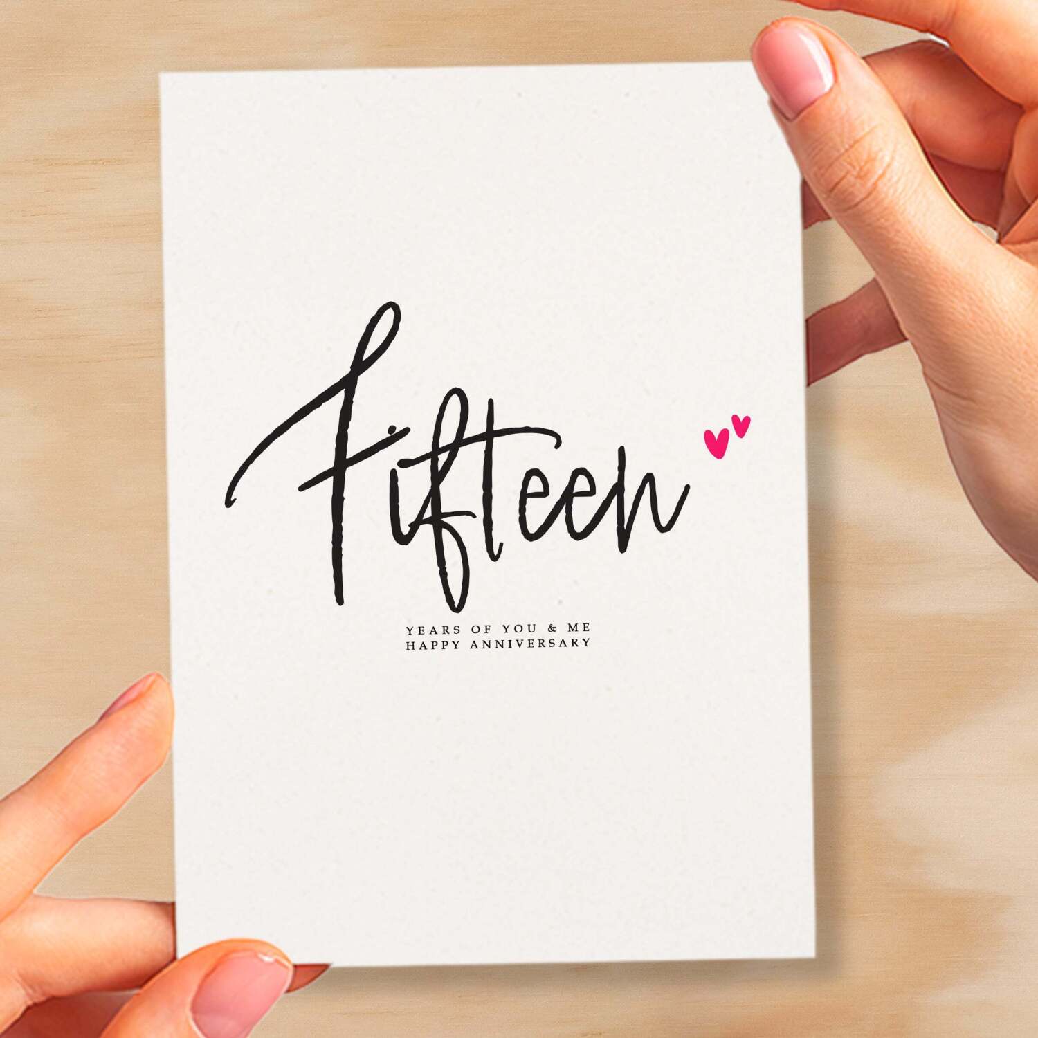 Fifteen Year Anniversary Card For Husband 15 Year Anniversary Card Boyfriend or Girlfriend Wedding Anniversary Card For Wife - Small (4x6) / Blank Message