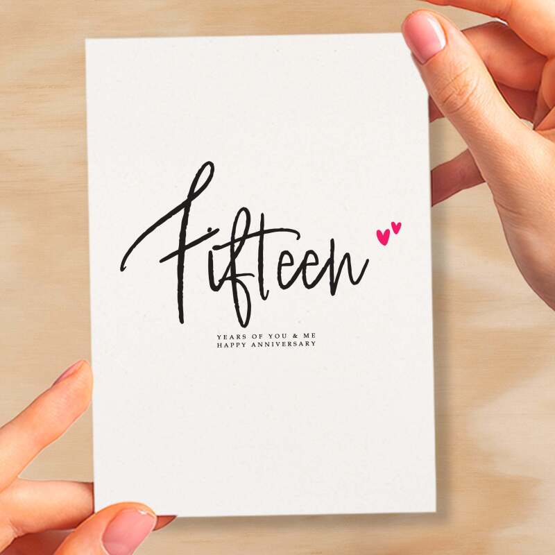 Fifteen Year Anniversary Card For Husband 15 Year Anniversary Card Boyfriend or Girlfriend Wedding Anniversary Card For Wife - Small (4x6) / Blank Message