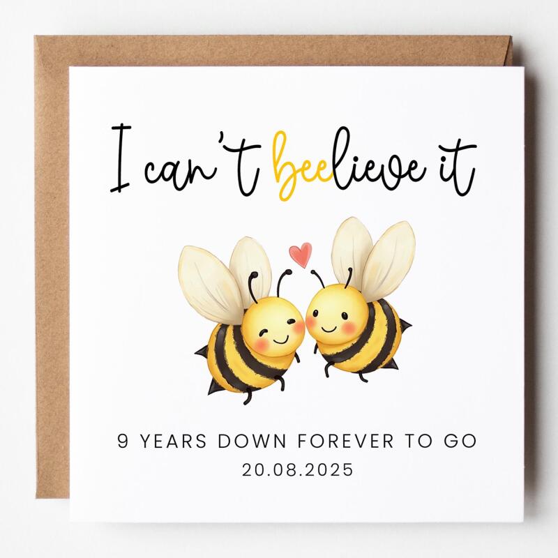9 Year Anniversary Card For Husband, Wife 9th Anniversary Card, Happy 9th anniversary 9 year Card Funny Greeting Card wife husband