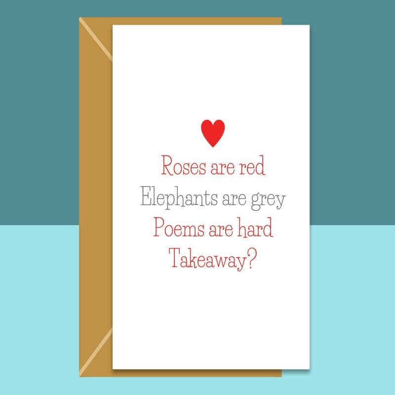 Funny Valentine's Card - Roses are Red poem - For Him or For Her - Valentines Day