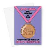 Funny Step-Mum Medal Mother's Day Card