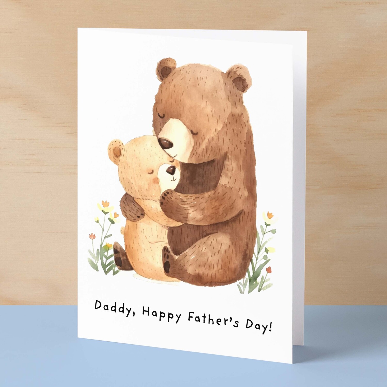 Father's Day Card For Daddy Cute Bear and Cub Illustration Father's Day Card For Dad Father's Day Gift From Child - Small (4x6) / Blank Message