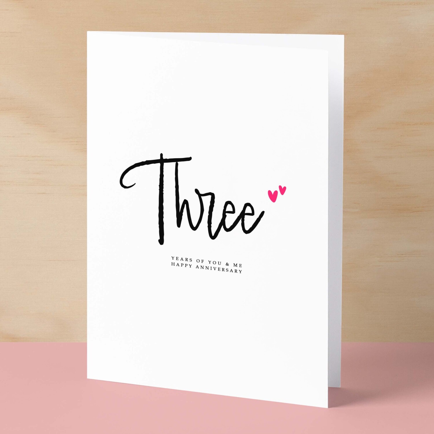 Three Year Anniversary Card For Husband 3 Year Anniversary Card Boyfriend or Girlfriend Wedding Anniversary Card For Wife - Small (4x6) / Blank Message