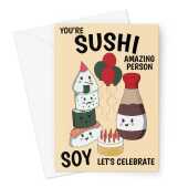 Happy Birthday Card - Funny Sushi Lover Pun -  A5 Greeting Card