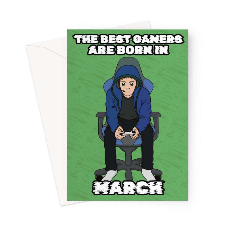 Gamer Birthday Card Born In March - A5 Portrait - 1 Card