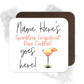 Personalised Drinks Coaster - Name's Sparkling Grapefruit Rose Goes Here!