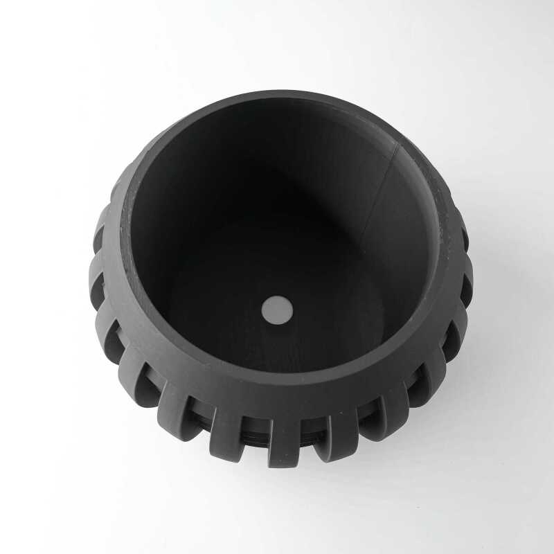 The Amada Planter Pot with Drainage Tray & Stand for Plants - Black - 3"