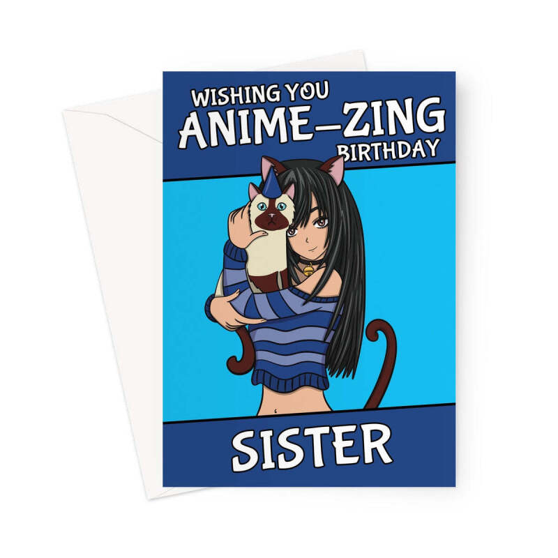 Anime Cat Girl Card For Sister - A5 Portrait - 1 Card