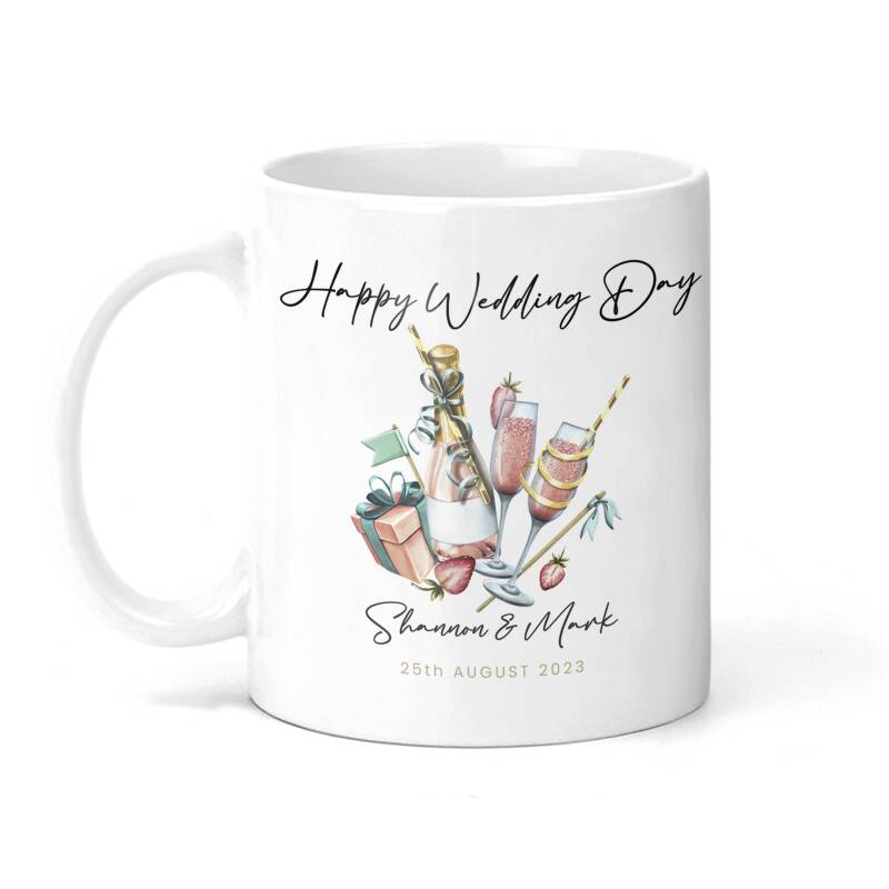 Happy Wedding Day Keep Sake Personalised Mug - Gift for the Happy Couple, Wedding gift, Personalised Mug for Wedding Day. - Single Mug