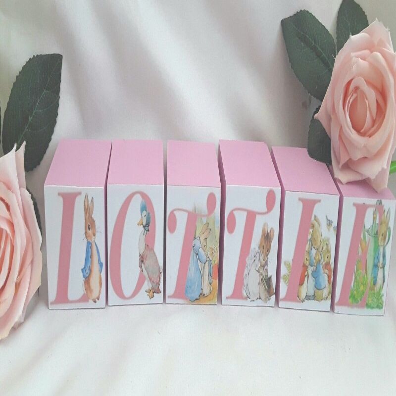 Handmade Personalised Flopsy Bunny Blocks,Flopsy Gift,Flopsy Bunny Decor - 4cm