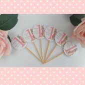 6 Personalised Peter Rabbit Cupcake Picks,Peter Rabbit Food Picks,Flopsy cupcake