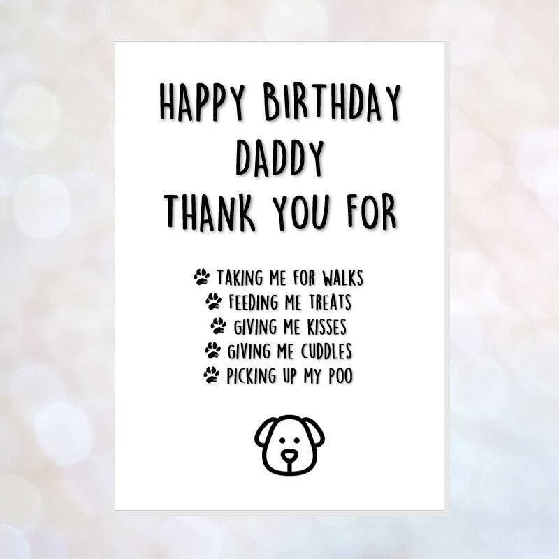 birthday card from the dog, card from the dogs, funny dog card, dad, mummy, daddy, brother, sister, thank you for everything walks treats - MUMMY