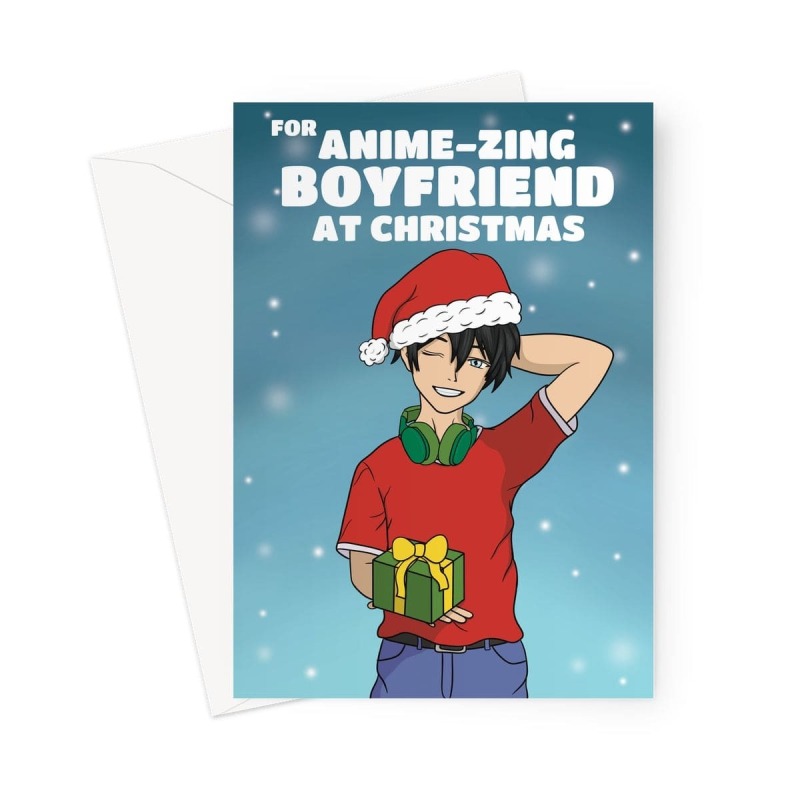 Christmas Anime Card For Boyfriend - A5 Portrait - 1 Card