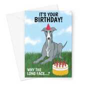 Happy Birthday Card - Funny Greyhound Dog - A5 Greeting Card