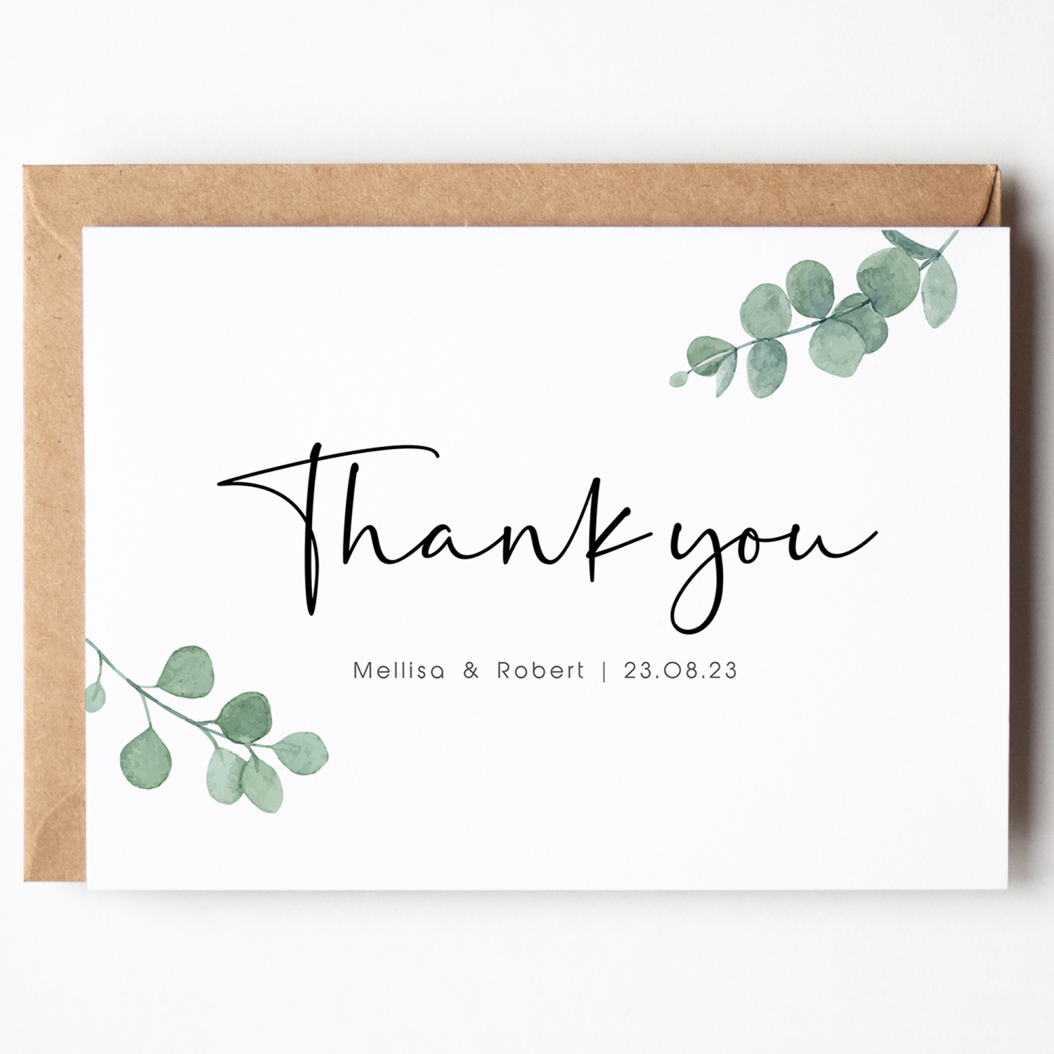 Eucalyptus Thank You Cards, Wedding Thank You Cards, Eucalyptus Photo Thank You Card Thank you wedding guest cards, Eucalyptus wedding cards - A6 - 4.1" x 5.8"