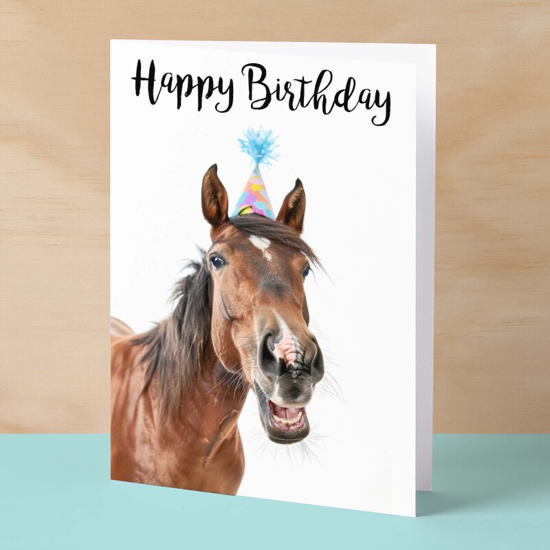 Birthday Card For Horse Lover Card For Pony Owner Birthday Card For Mum or Sister Happy Birthday Card For Friend - Small (4x6) / Blank Message