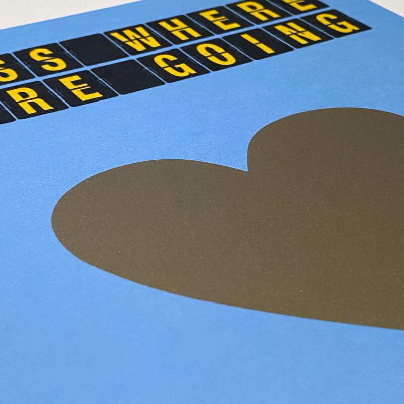 Scratch off and reveal card: Holiday, vacation, surprise destination in a choice of colours, any destination, airport departure board design - Blue - Gold