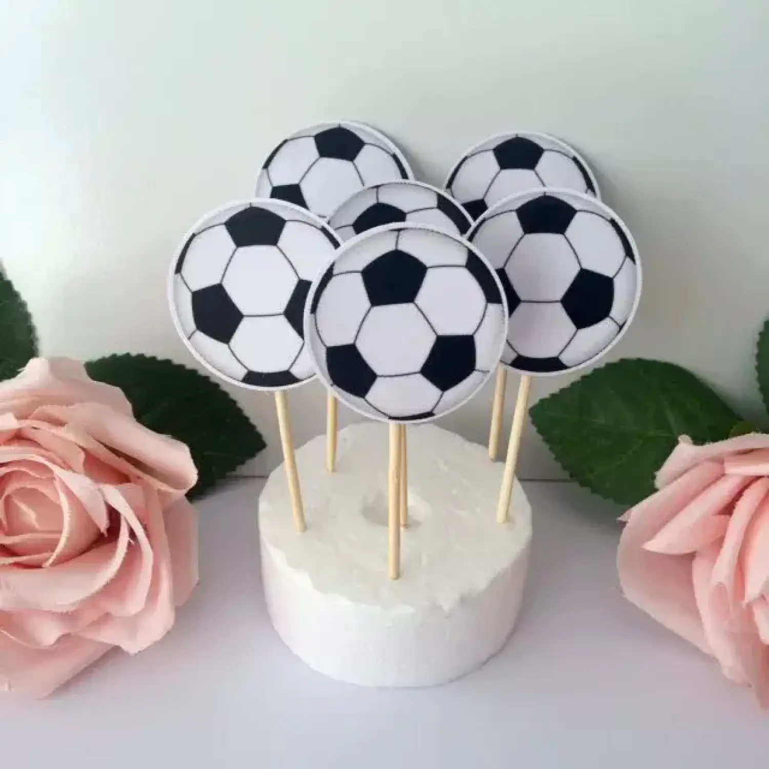 Personalised Football Cake Topper, Photo Cake Topper, Football Party Theme - Without photo - Dark blue