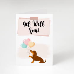 'Get Well Soon' Dog Greetings Card - A6 - 4.1" x 5.8"