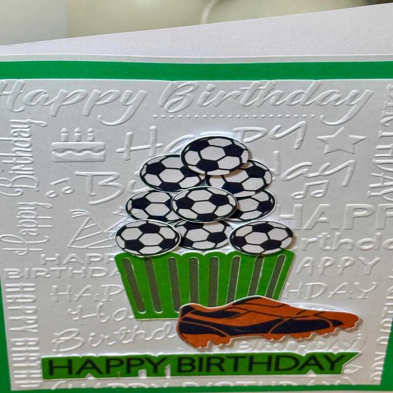 Handmade Football Cupcake Birthday Card