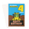 Digger 4th Birthday Card For Grandson - A5 Portrait - 1 Card