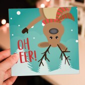 Oh deer! Funny reindeer Christmas, Holidays, Xmas, festive card for children, kids, child, grandchildren (Size A6/A5/A4/Square 6x6")