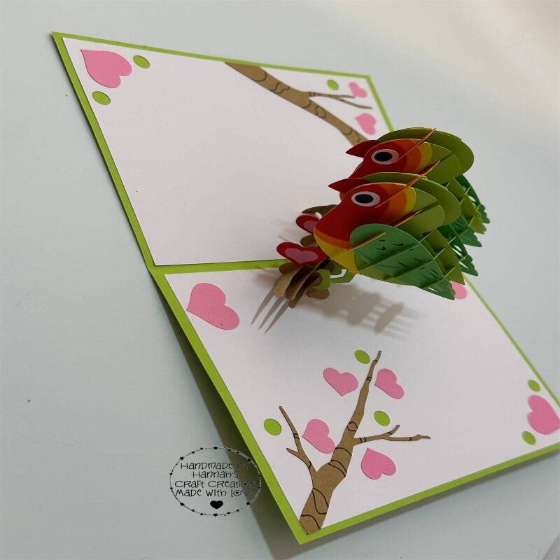 Handmade Love Birds Pop Up Card