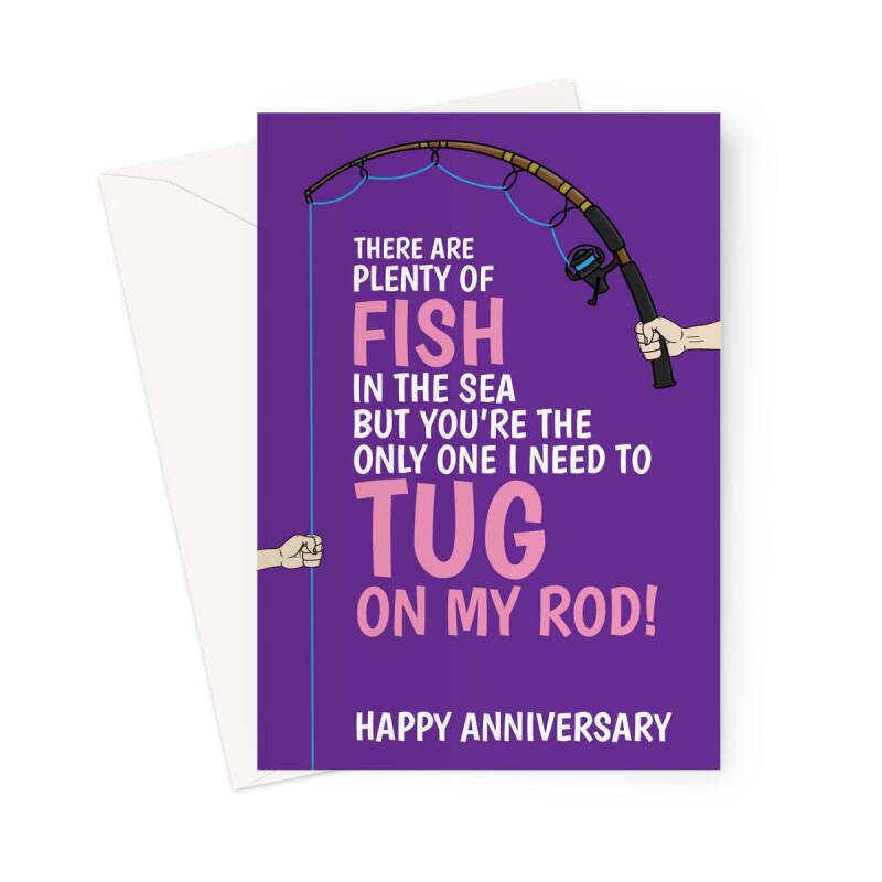 Cheeky Fishing Pun Anniversary Card For Girlfriend - A5 Portrait - 1 Card