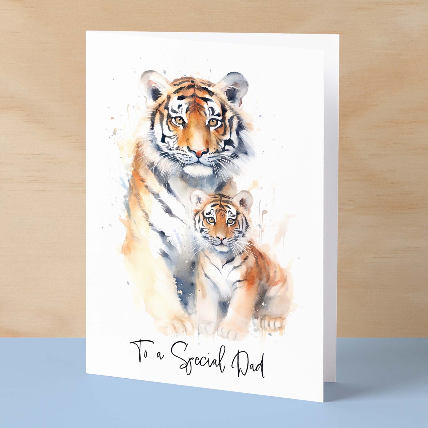 Birthday Card For Dad Card for Fathers Day Birthday Card For Her Birthday Gift For Dad Happy Birthday Card For Dad with Tiger Illustration - Small (4x6) / Blank Message