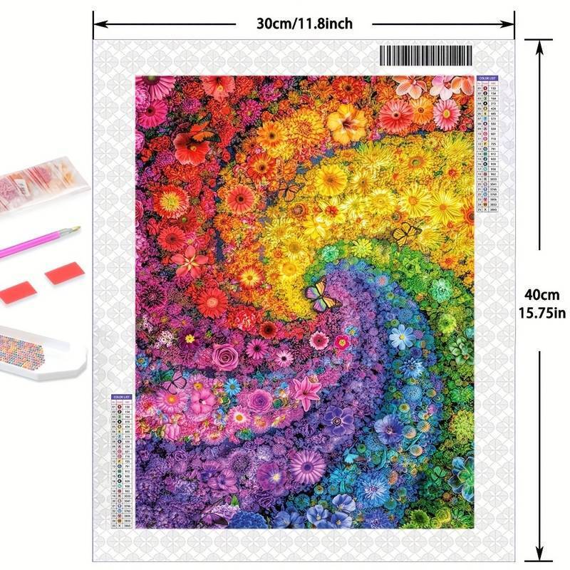 Diamond Art Kit Rainbow Floral Swirl 5D DIY Art Kit