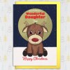 Personalised Happy Christmas with name, cute reindeer card for wonderful child, son, daughter, grandson, granddaughter (Size A6/A5/A4) - A6: Single card