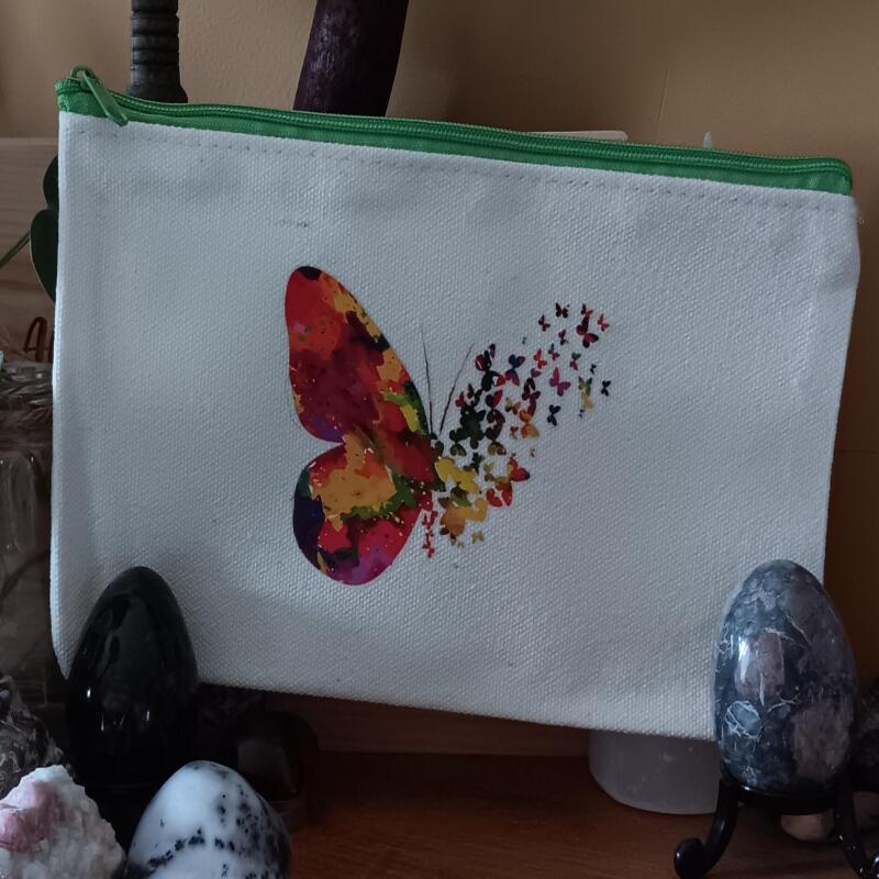 Butterflies Green zip up case 