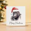 Fun Christmas Card of a Gorilla Wearing A Santa Hat Whimsical Watercolour Christmas Card For Animal Lover For Him or Her - Square (5.5x5.5) / Blank Inside