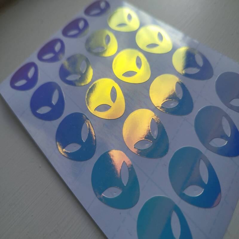 Glow in the Dark Alien Stickers in 1 inch or 0.5inch sizes - 1