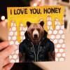 I love you honey bear in clothes Valentine's Day card for wife, husband, girlfriend, boyfriend (Animalyser) (Size A6/A5/A4/Square 6x6") - A6: Single card