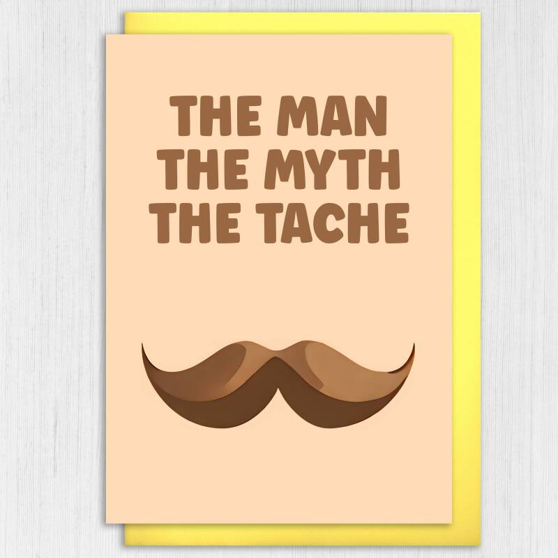 The man, the myth, the beard, tache, moustache funny Valentine's Day card for hairy male, boyfriend, husband (Size A6/A5/A4/Square 6x6") - A6: Single card - Beard