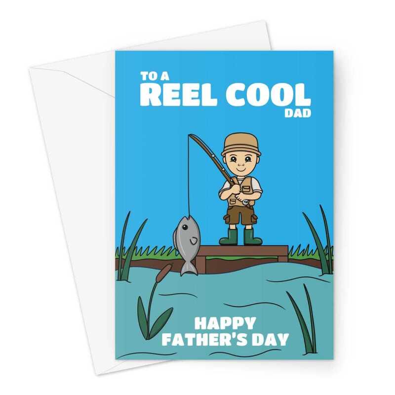 Fishing Father's Day Card - Cute Fisherman - A5 Portrait - 1 Card