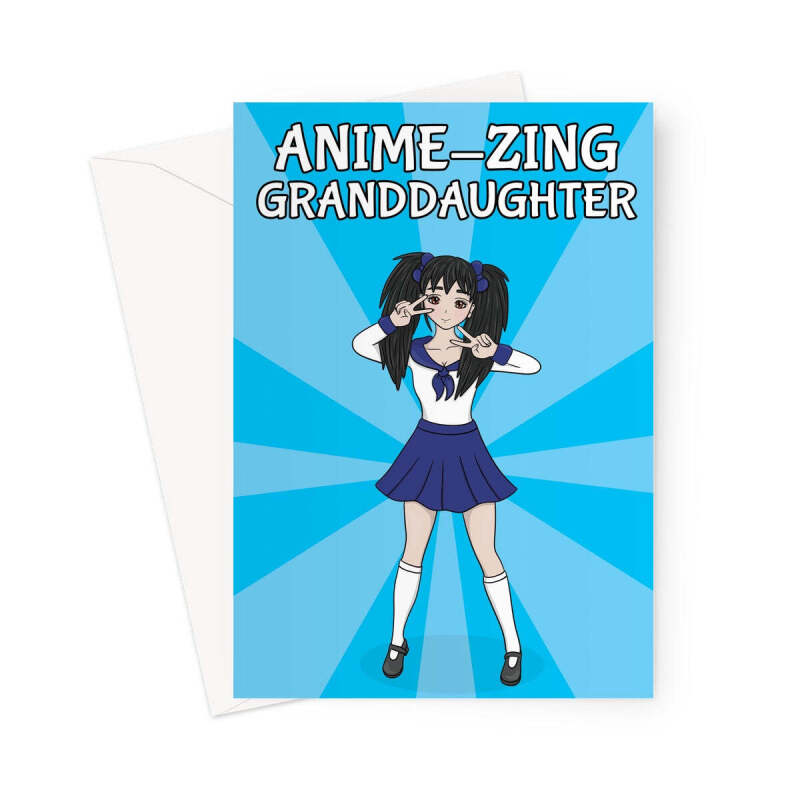 Amazing Granddaughter Greeting Card - Japanese Anime Girl - A5 Portrait - 1 Card