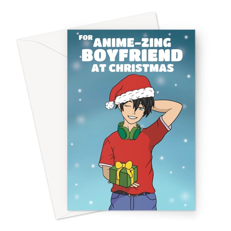 Christmas Anime Card For Boyfriend - A5 Portrait - 1 Card