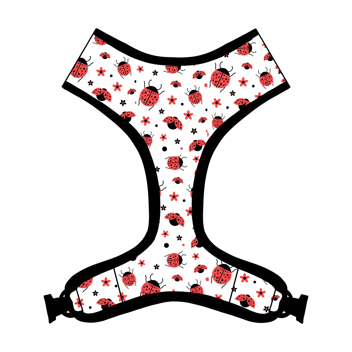 Red Ladybird Print Dog/Puppy Adjustable Harness - Medium