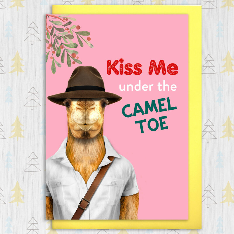 Kiss me under the camel toe Christmas card - A6: Single card