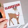 Sleeeeigh funny reindeer slay LGBTQ+ gay, lesbian Christmas card for adults, male, female, friends, mates (Size A6/A5/A4/Square 6x6") - A6: Single card