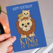 King of Dads lion, lions, lioness, king, crown birthday card for Dad, Father, Daddy, Papa from son, daughter, child (Size A6/A5/A4)