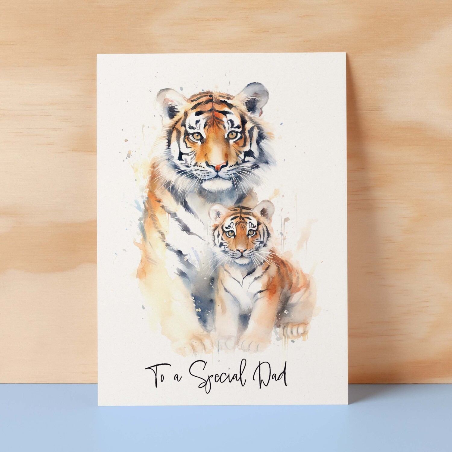 Birthday Card For Dad Card for Fathers Day Birthday Card For Her Birthday Gift For Dad Happy Birthday Card For Dad with Tiger Illustration - Small (4x6) / Blank Message