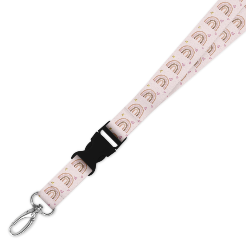 Double Breakaway Lanyard - Pink Pastel Rainbow